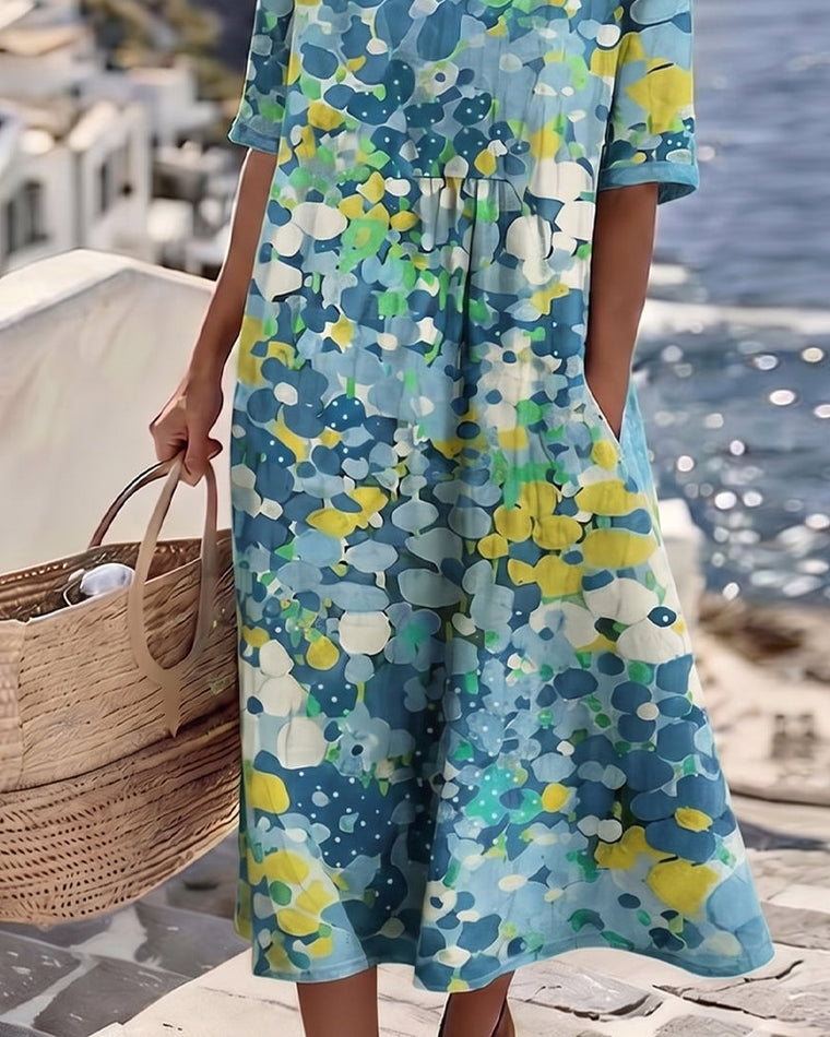 Louise - Robe Lin d'Été Fleurie