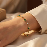 Bracelet Station Émeraude en Or — Doumira