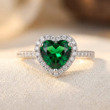 Bague Halo en Émeraude Argentée — Doumira