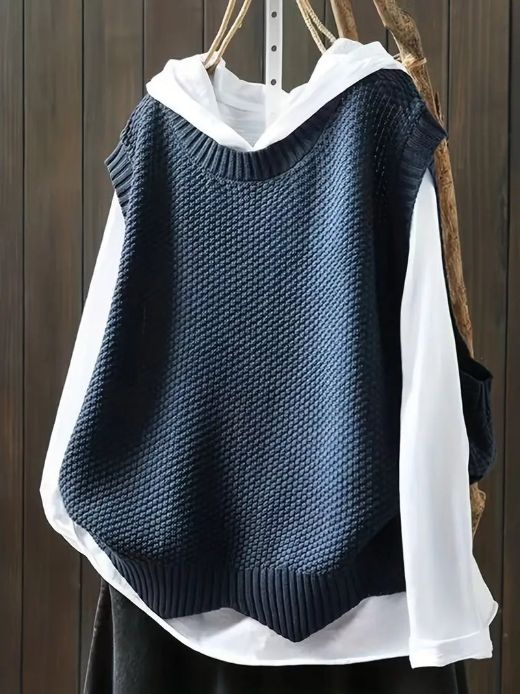 Camille - Pull Sans Manches Col Rond Débardeur Chic Femme