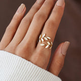 Bague Motif Feuille d'Or — Doumira