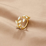 Bague Motif Feuille d'Or — Doumira