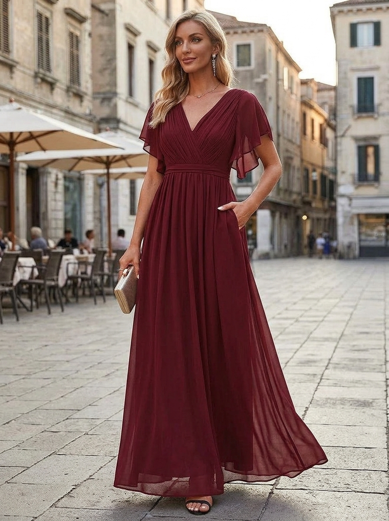 Robe Longue Femme En Mousseline À Volants - Eulalie