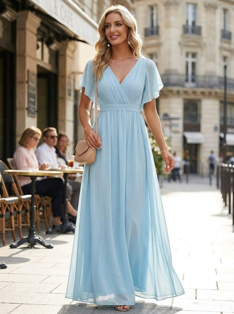 Robe Longue Femme En Mousseline À Volants - Eulalie