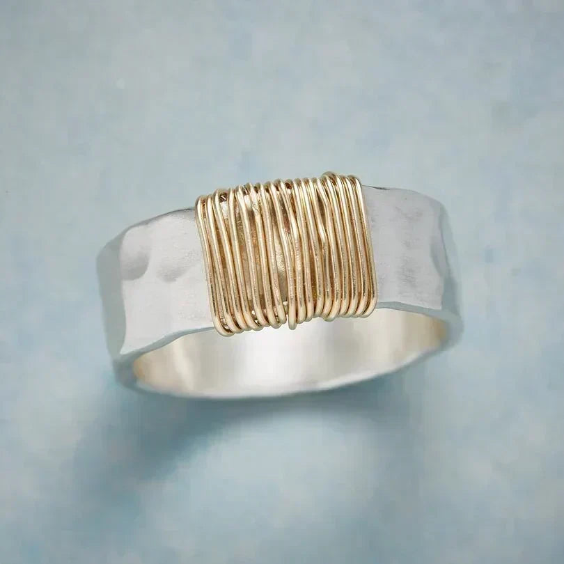 Bague en Fil d'Argent et d'Or — Doumira