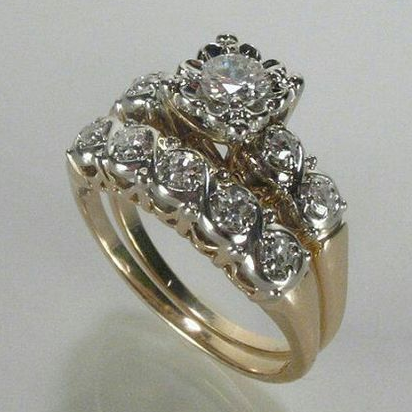 Bague Vintage en Or Pailleté — Doumira
