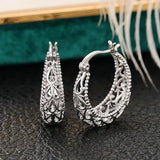 Boucles d'oreilles en panier creux antique | Or blanc — Doumira