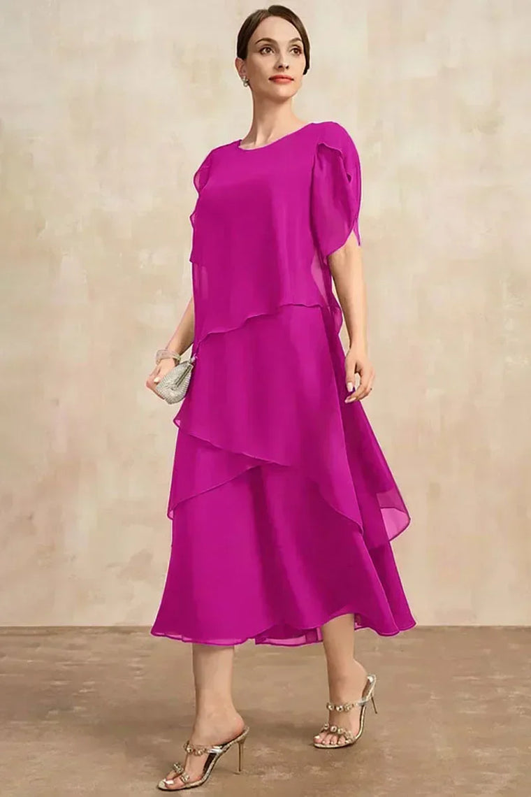 Virginie - Robe Midi en Mousseline à Volants