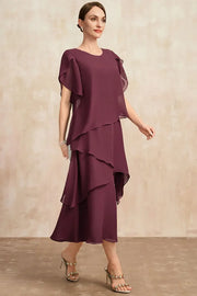 Virginie - Robe Midi en Mousseline à Volants