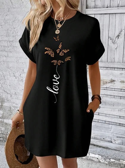 Sandrine - Robe T-Shirt Imprimée Papillon