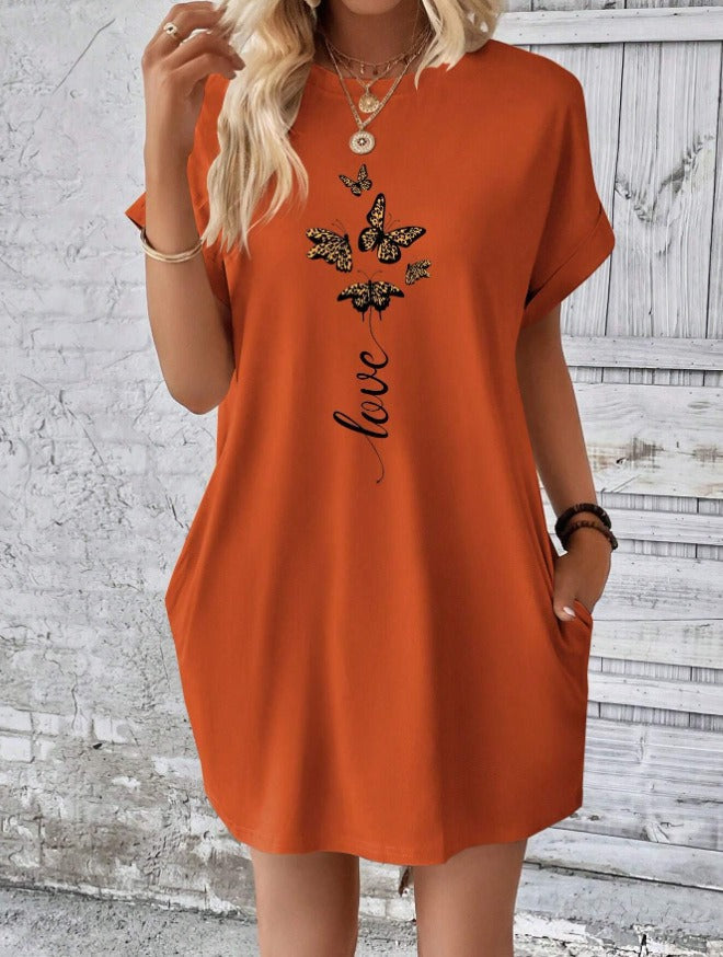 Sandrine - Robe T-Shirt Imprimée Papillon