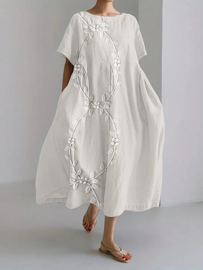Catherine - Robe en Lin Brodée Légère et Chic