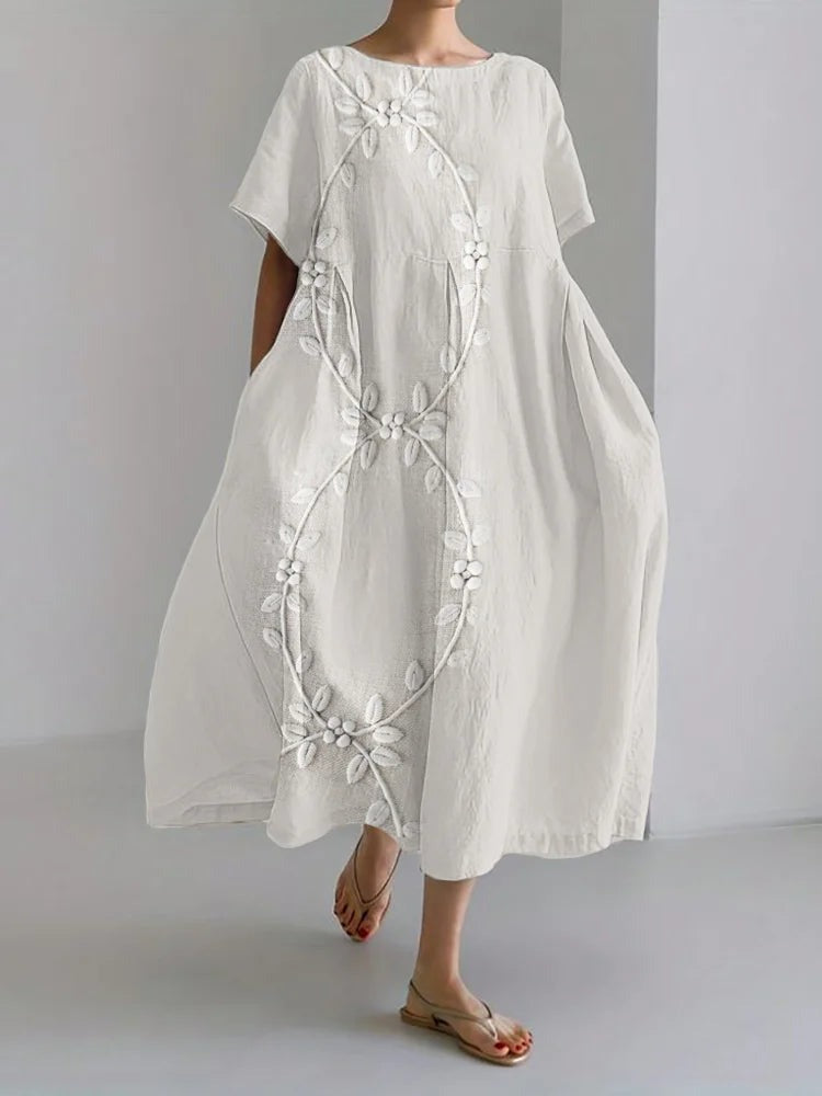 Catherine - Robe en Lin Brodée Légère et Chic
