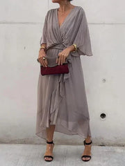 Robe Longue Femme en Mousseline Verte - Denise