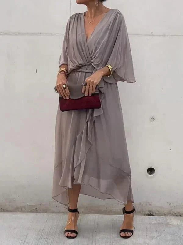 Robe Longue Femme en Mousseline Verte - Denise