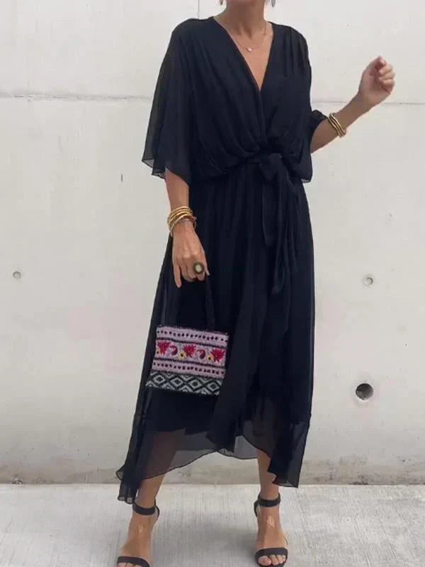 Robe Longue Femme en Mousseline Verte - Denise