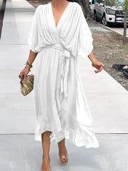 Robe Longue Femme en Mousseline Verte - Denise