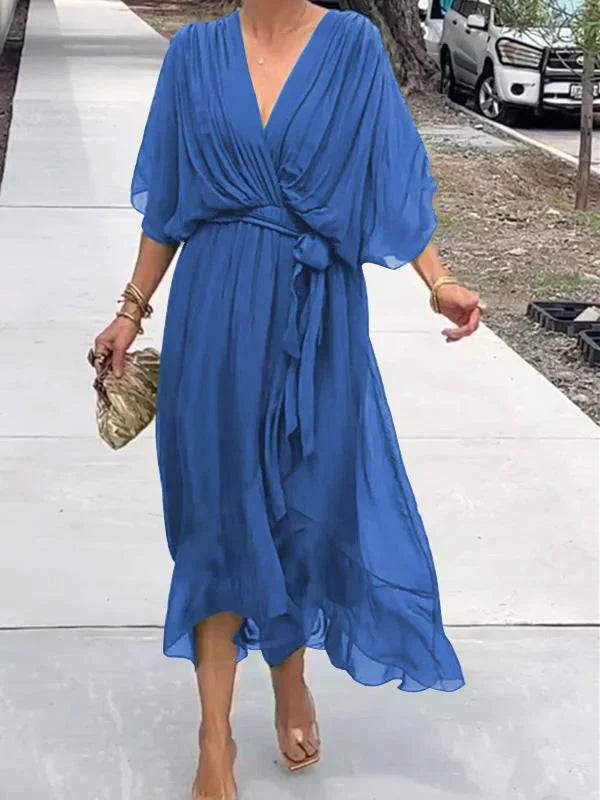 Robe Longue Femme en Mousseline Verte - Denise
