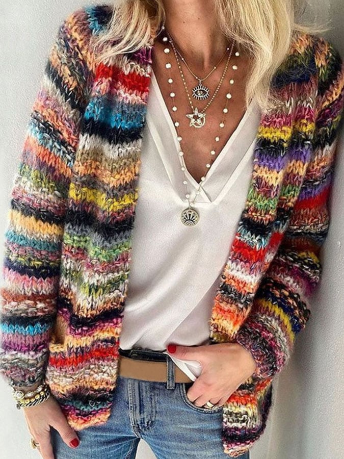 Juliette - Cardigan Bohème Flatteur Grosse Maille