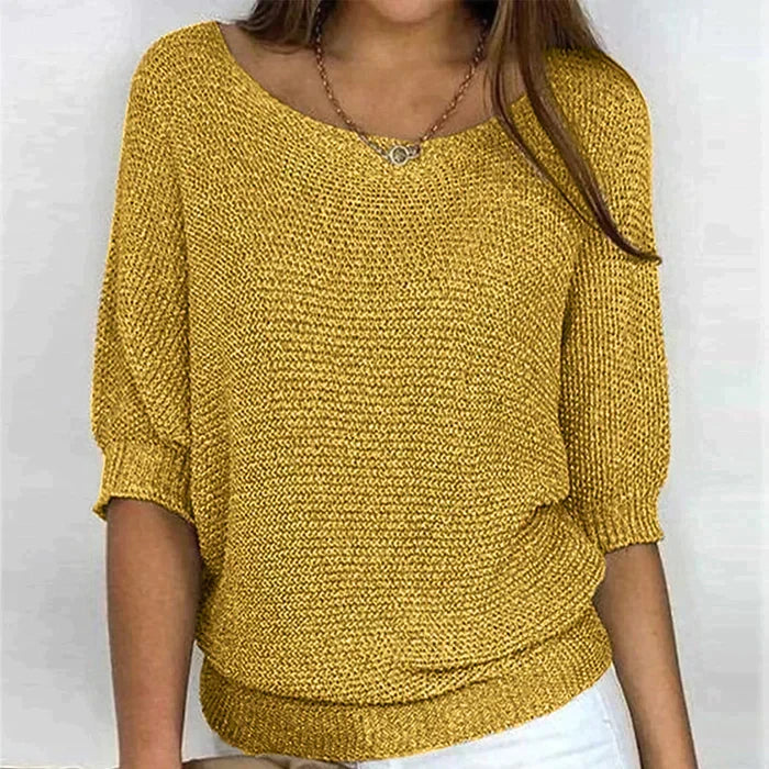 Nathalie - Pull Flatteur Maille Fine Col Bateau