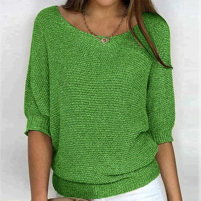 Nathalie - Pull Flatteur Maille Fine Col Bateau
