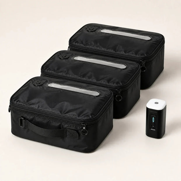 Pack cadeau MaxiCube : trois sacs de compression 10 L et une pompe électrique