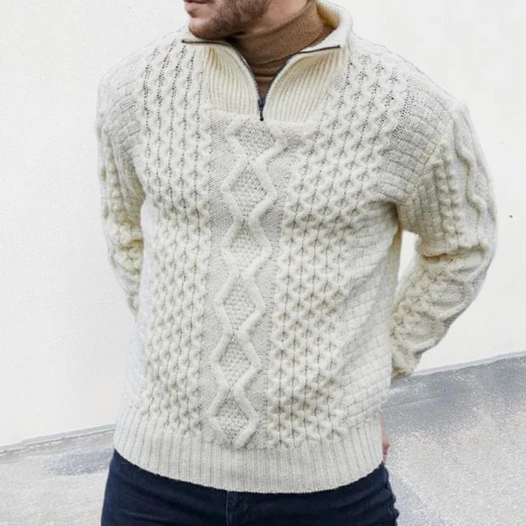Bastien - Pull Col Roulé Zippé Maille Moderne Homme