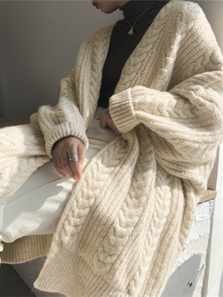 Manon - Cardigan Élégant Long Torsadé