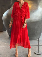 Robe Longue Femme en Mousseline Verte - Denise