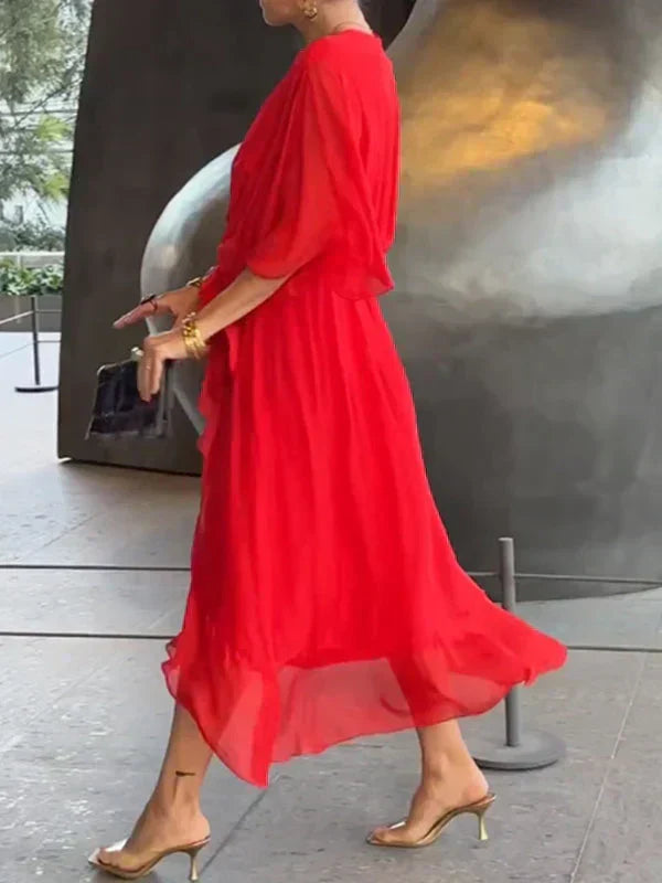 Robe Longue Femme en Mousseline Verte - Denise