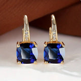 Boucles d'oreilles créoles en pierre saphir mystique — Doumira
