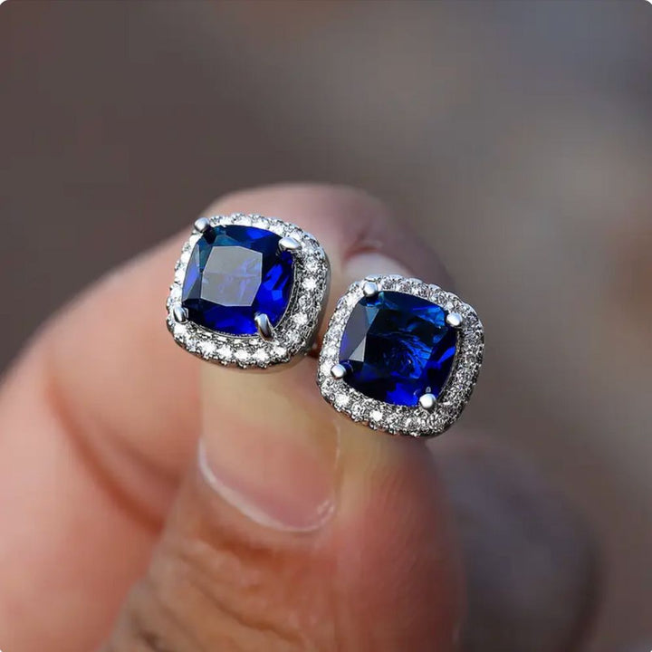 Boucles d'oreilles carrées en saphir — Doumira