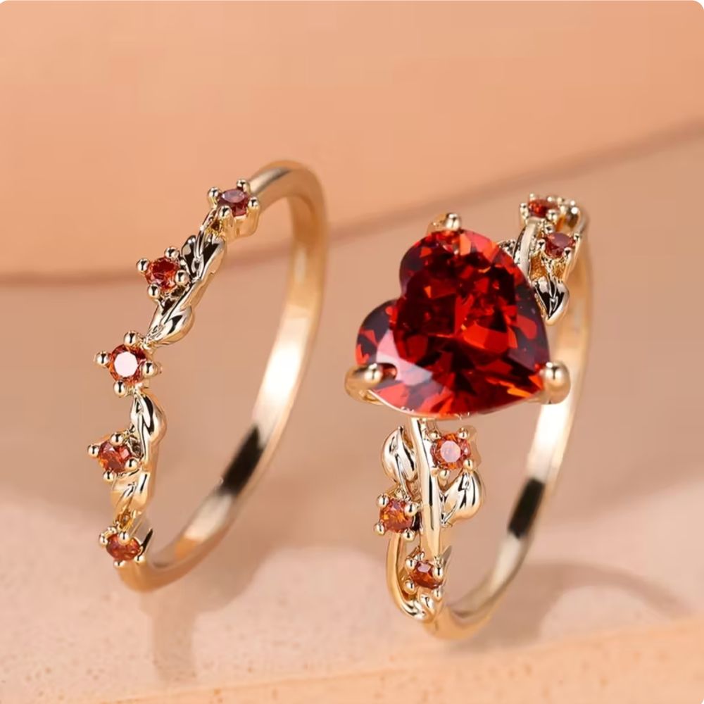 Ensemble de Bagues Accent Cœur Redvine — Doumira
