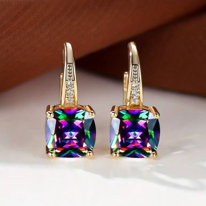 Boucles d'oreilles en anneau de pierre mystique — Doumira