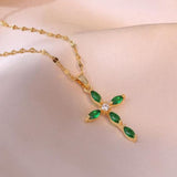 Collier Croix Émeraude — Doumira