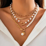 Collier Vintage en Perles et Chaîne en Serpent — Doumira