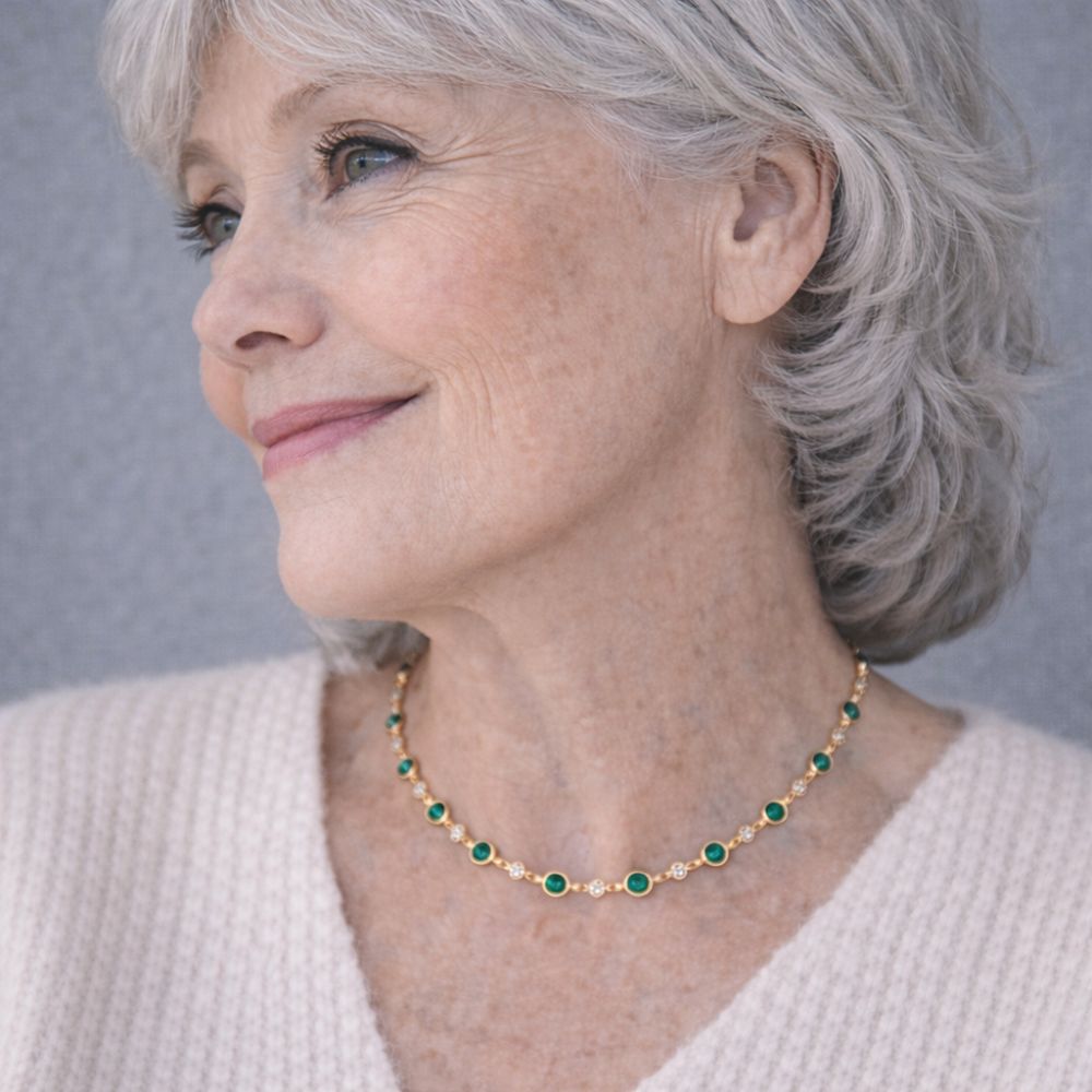 Collier Pendentif Vert Émeraude — Doumira