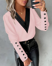 Blouse Femme Col V À Manches Bouffantes - Roxane