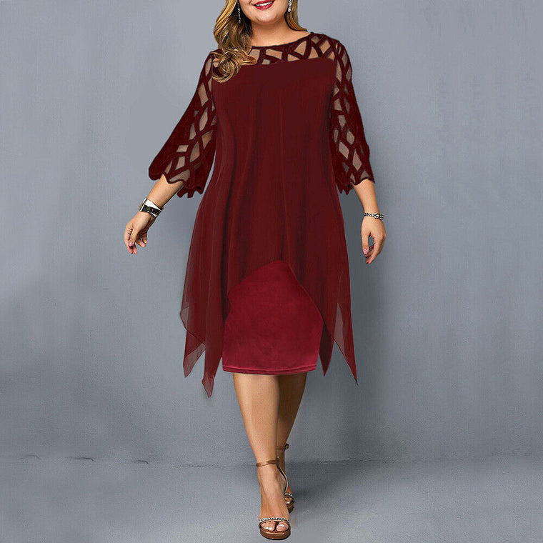 Sophie - Robe Mi-Longue Femme Élégante Grande Taille