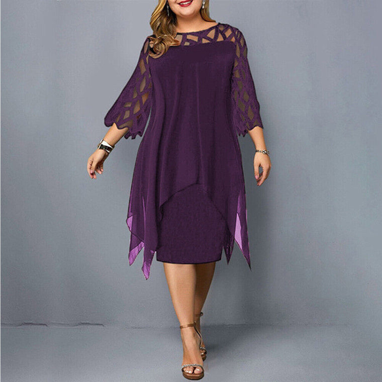 Sophie - Robe Mi-Longue Femme Élégante Grande Taille