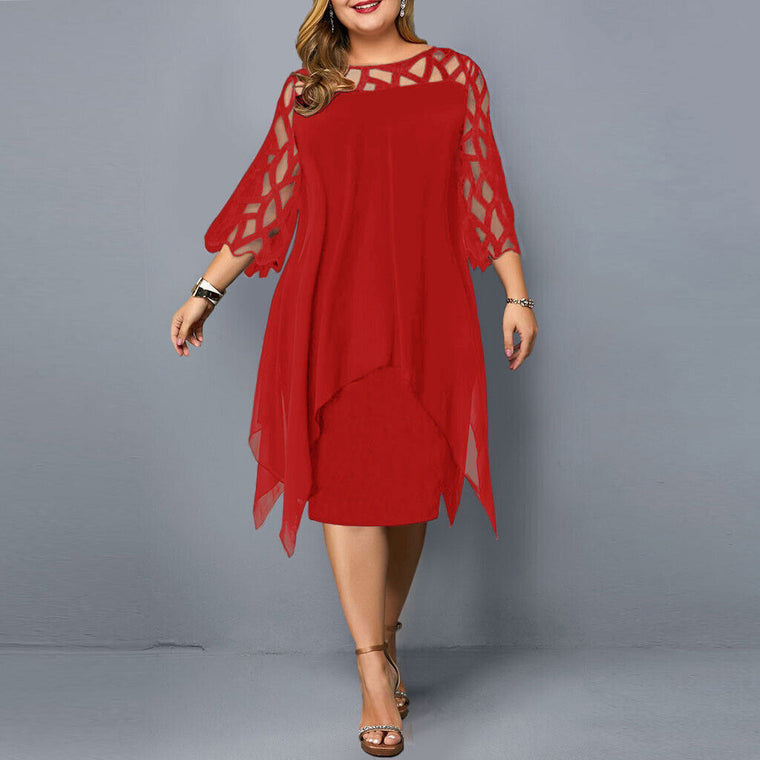 Sophie - Robe Mi-Longue Femme Élégante Grande Taille