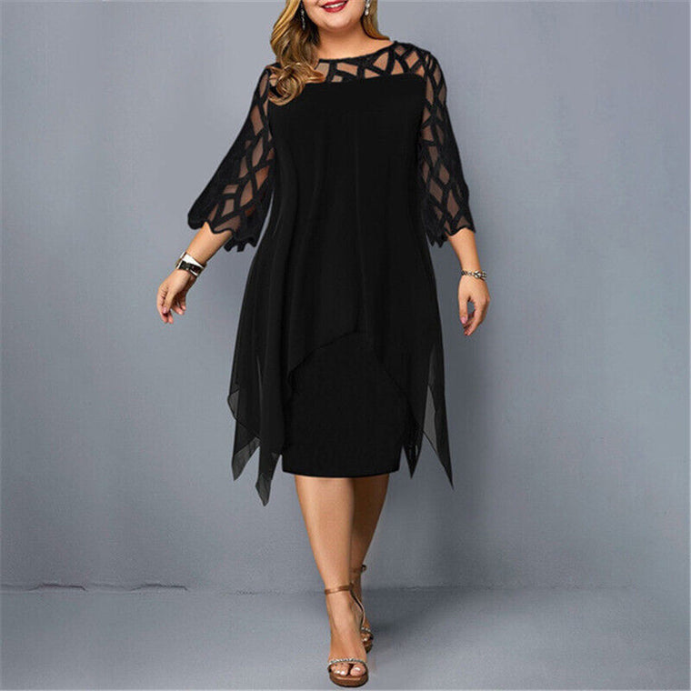 Sophie - Robe Mi-Longue Femme Élégante Grande Taille