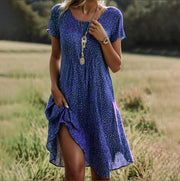 Fabienne - Belle Robe Courte Bohème à Pois