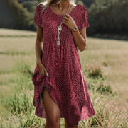 Fabienne - Belle Robe Courte Bohème à Pois