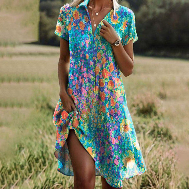 Fabienne - Belle Robe Courte Bohème à Pois