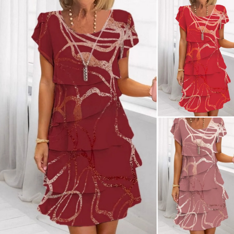 Robe Midi Femme à Volants Chic - Denise