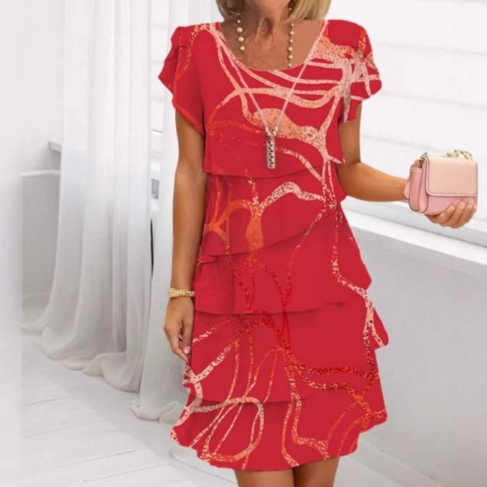 Robe Midi Femme à Volants Chic - Denise
