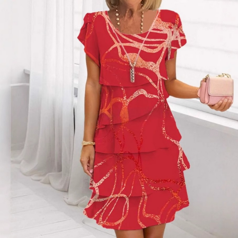 Robe Midi Femme à Volants Chic - Denise