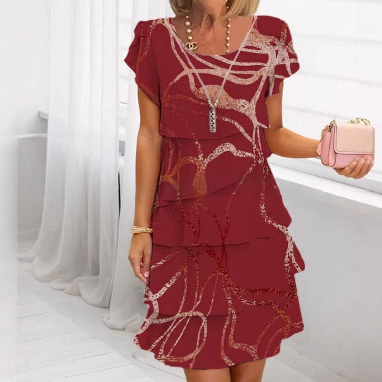 Robe Midi Femme à Volants Chic - Denise