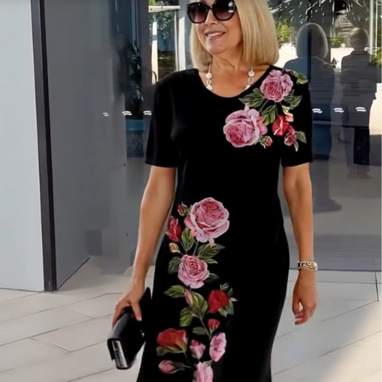 Robe midi femme fleurie élégante - Brigitte